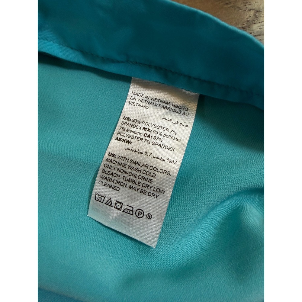 Chicos Turquoise Blue Wide Leg Pants Side Zip Elastic Back Size 1R 8R - Picture 9 of 9